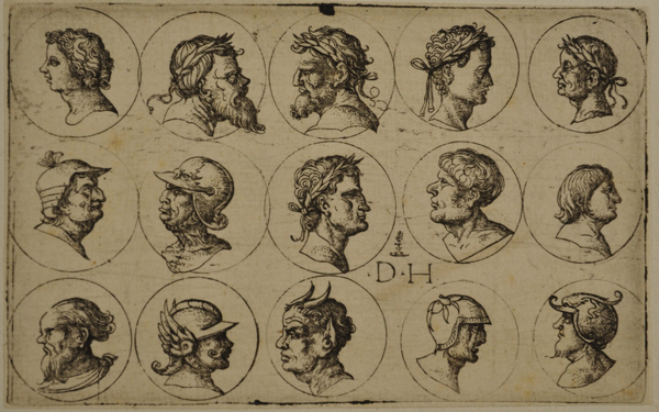 Hopfer Daniel - Quindici monete romane con teste di profilo